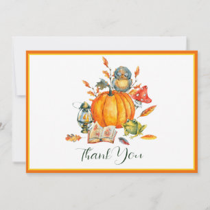 Fall Pumpkin-Eule und Frosch Feiertagskarte
