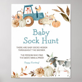 Fall Pumpkin Farm Animal Baby Sock Hunt Poster