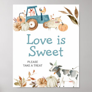 Fall Pumpkin Farm Animal Traktor Liebe ist süß Poster