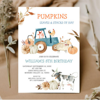 Fall Pumpkin Farm Tier Geburtstag Einladung