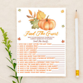 Fall Pumpkin Find The Guest Baby Shower Game Briefpapier