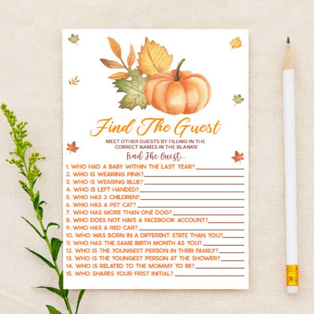Fall Pumpkin Find The Guest Baby Shower Game Briefpapier (Von Creator hochgeladen)