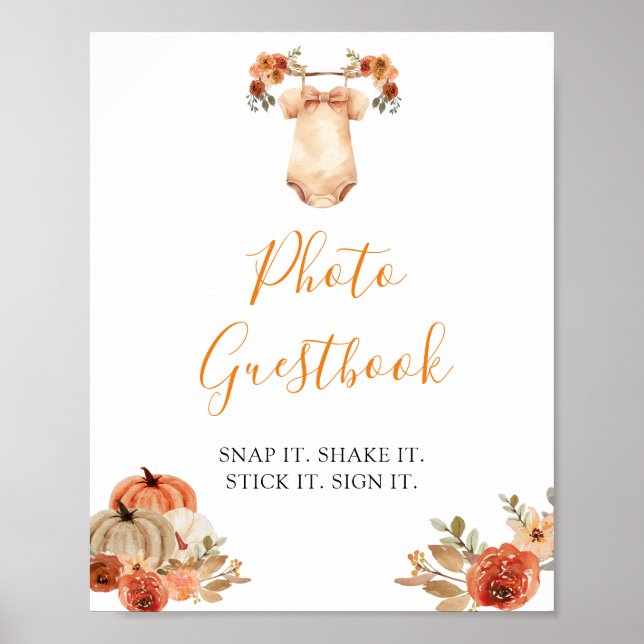 Fall Pumpkin Floral Baby Clothes Foto Poster (Vorne)