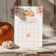 Fall Pumpkin Floral Baby Dusche Bingo Spiel