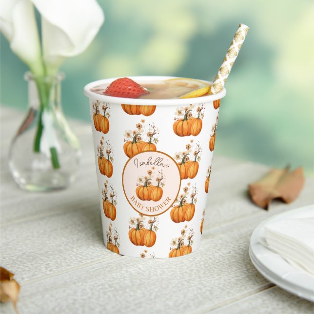 Fall Pumpkin Floral Baby Dusche Custom Pappbecher (In Situ)