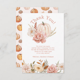 Fall Pumpkin Floral Baby Dusche Danke Karte