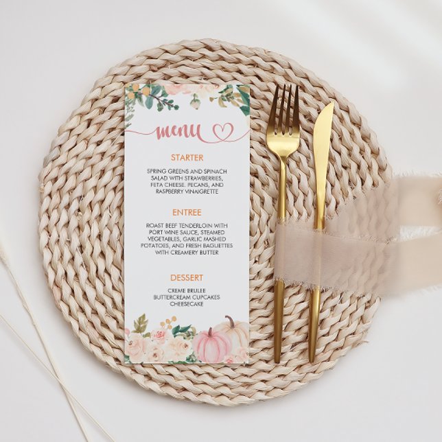 Fall Pumpkin Floral Baby Duschmenü Menükarte (Von Creator hochgeladen)