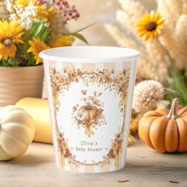Fall Pumpkin Floral Bow Baby Shower Pappbecher