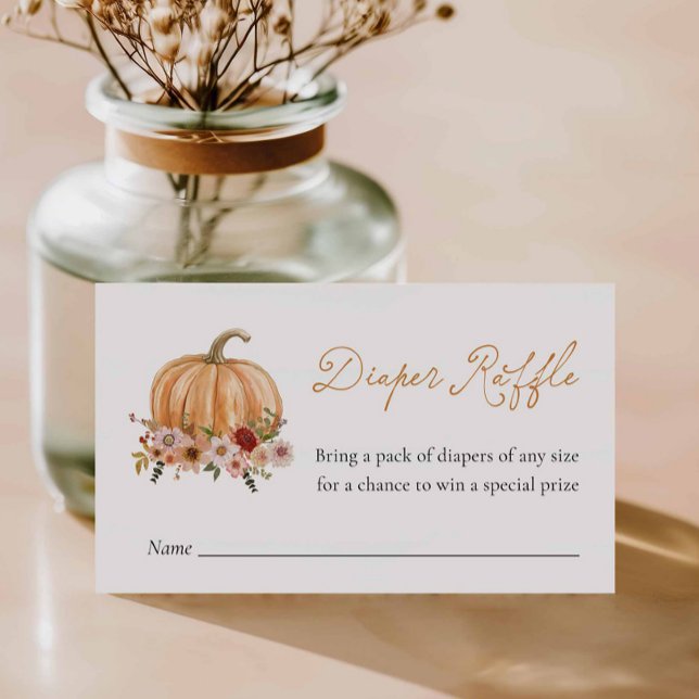 Fall Pumpkin Floral Diaper Raffel Ticket Begleitkarte (Fall Pumpkin Floral Diaper Raffle Ticket)