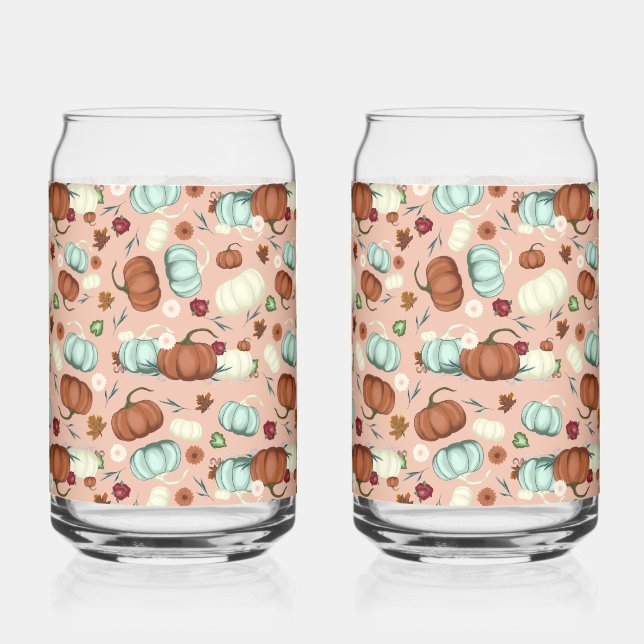 Fall Pumpkin Floral Dosenglas (Vorderseite)
