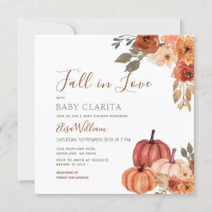 Fall Pumpkin Floral Fall in Liebe Babydusche Einladung