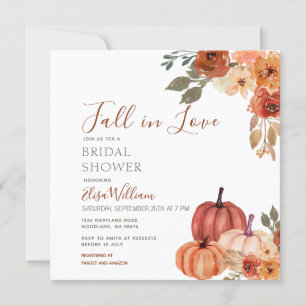 Fall Pumpkin Floral Fall in Liebe Brautparty Einladung