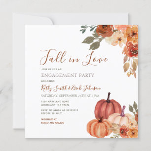 Fall Pumpkin Floral Fall Liebe Engagement Party Einladung