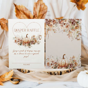 Fall Pumpkin Floral Herz Babydusche Windeln Begleitkarte