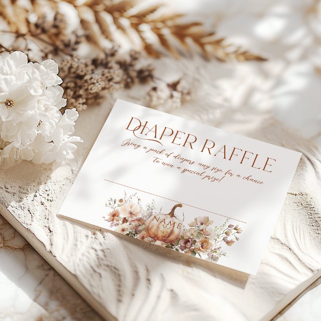 Fall Pumpkin Floral Herz Babydusche Windeln Begleitkarte (Von Creator hochgeladen)