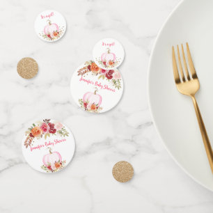 Fall Pumpkin Floral Pink & Gold Baby Dusche Konfetti