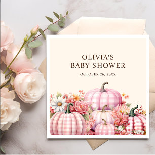 Fall Pumpkin Floral Pink Kariert Baby Dusche Serviette