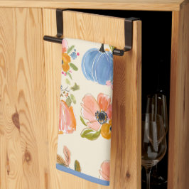 Fall Pumpkin & Floral Watercolor Pattern Farmhouse Geschirrtuch