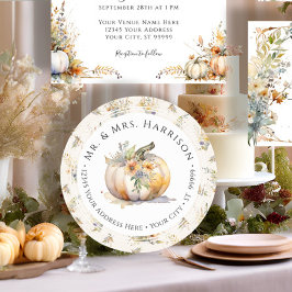 Fall Pumpkin Floral Wildblume Leaf Rücksendeadress Runder Aufkleber