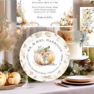 Fall Pumpkin Floral Wildblume Leaf Rücksendeadress Runder Aufkleber