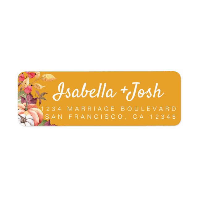 Fall Pumpkin Foliage Yellow Wedding Return Address (Vorne)