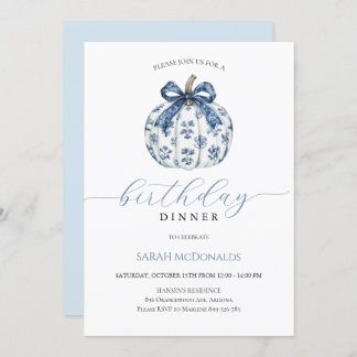 Fall Pumpkin Frau Geburtstagsessen Einladung