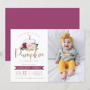 Fall Pumpkin Geburtstag Foto Einladung Custom Age
