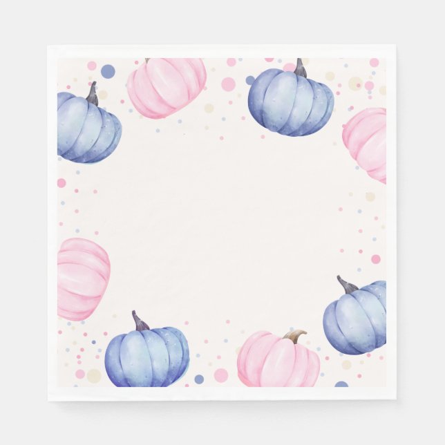 Fall Pumpkin Gender Reveal Napkins Pink Blue Serviette (Vorderseite)
