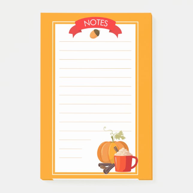 Fall Pumpkin Gewürz Post-It Notes Klebezettel (Vorderseite)