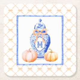 Fall Pumpkin | Ginger Jar Monogram Rechteckiger Pappuntersetzer