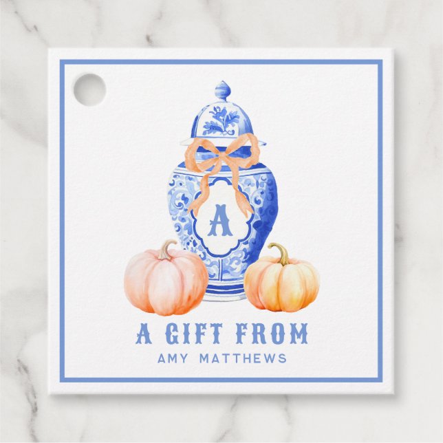 Fall Pumpkin | Ginger Jar Personalisiert Geschenkanhänger (Vorderseite)