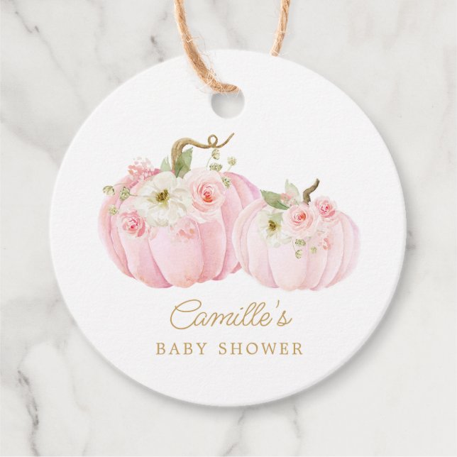 Fall Pumpkin Girl Babydusche Geschenkanhänger (Vorderseite)