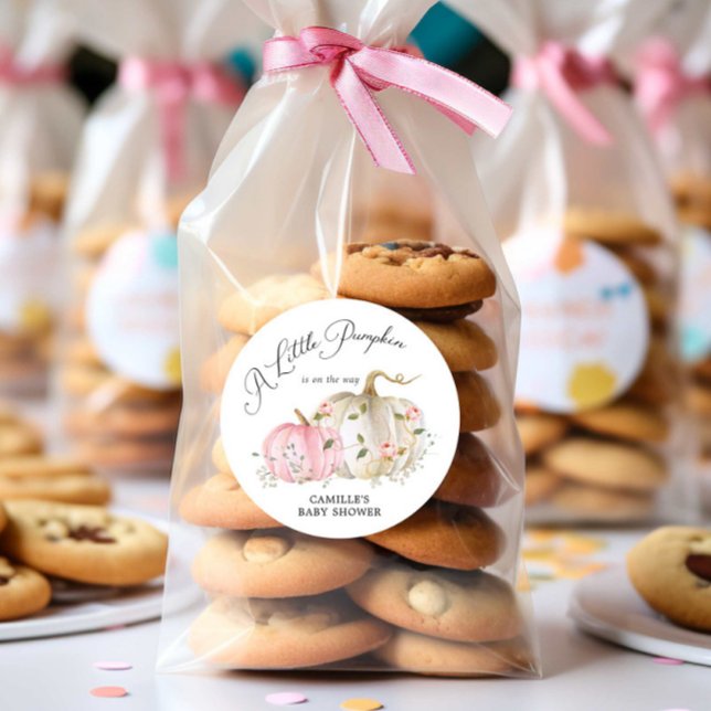 Fall Pumpkin Girl Babydusche Runder Aufkleber (Von Creator hochgeladen)