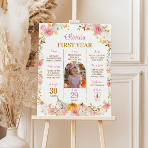 Fall Pumpkin Girl Erstes Jahr Meilenstein Poster