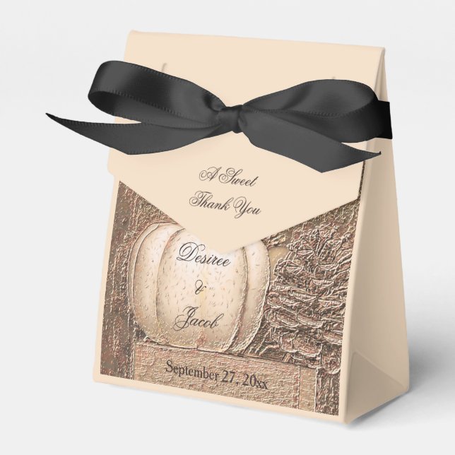 Fall Pumpkin Gold White Country Rustic Wedding Geschenkschachtel (Vorderseite)