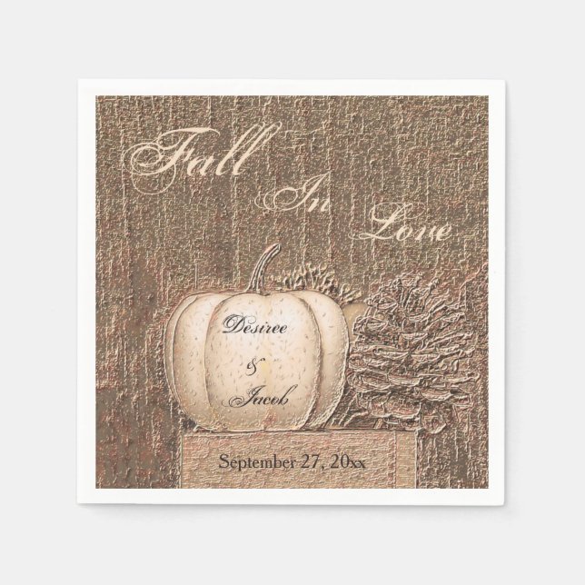 Fall Pumpkin Gold White Country Rustic Wedding Serviette (Vorderseite)