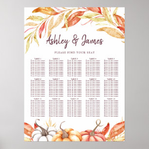 Fall Pumpkin Golden Foliage Hochzeitstabelle Poster