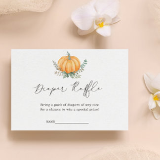 Fall Pumpkin Greenerenery Diaper Raffle Baby Dusch Begleitkarte