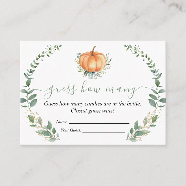 Fall Pumpkin Greenery Baby Shower schätzt wie viel Begleitkarte (Vorderseite)