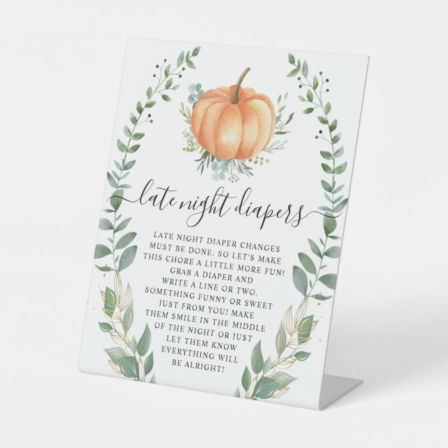 Fall Pumpkin Greenery Gold Spate Night Diapers Sockelschild (Vorderseite)