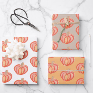 Fall Pumpkin Hand gestrichen Orange Geschenkpapier Set