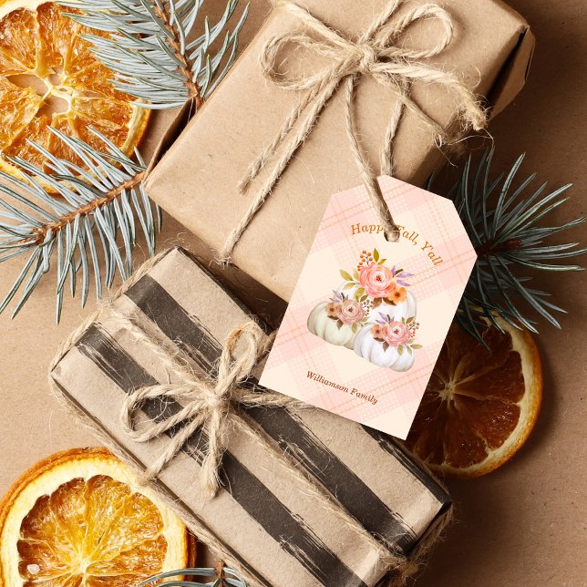 Fall Pumpkin Harvest Pink Erntedank anpassen Geschenkanhänger (Von Creator hochgeladen)