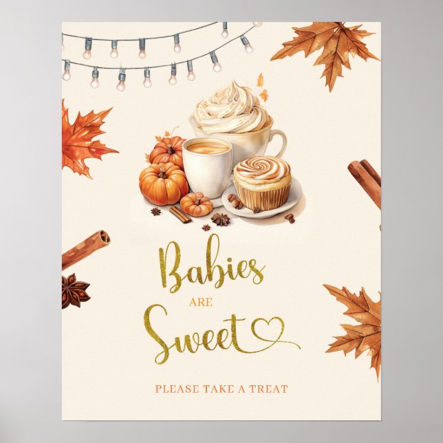 Fall Pumpkin ist Brewing Coffee Baby sind süß Poster (Vorne)