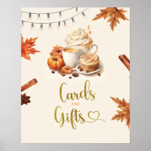 Fall Pumpkin ist das Brechen von Kaffeekarten und Poster
