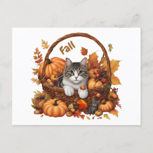 Fall Pumpkin-Körbe mit Niedlichen Katzen Postkarte