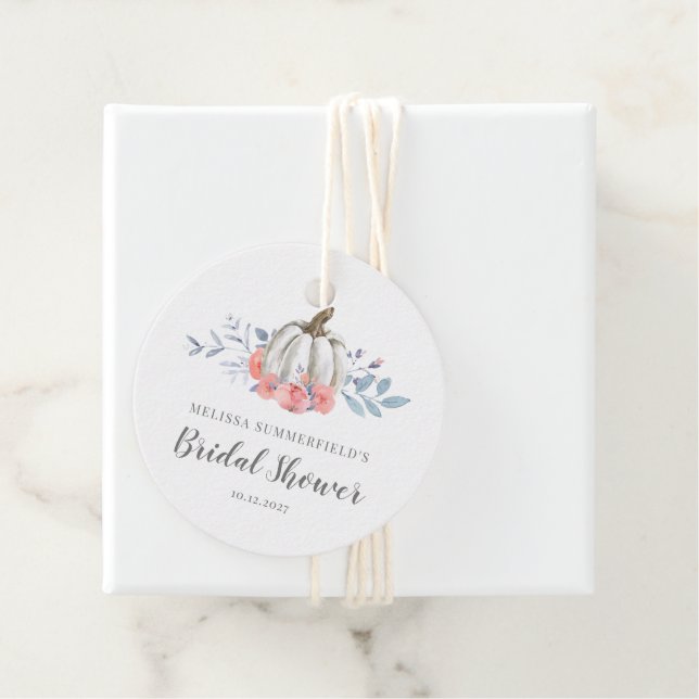 Fall Pumpkin Lilac Rustikales Brautparty Geschenkanhänger (Beispiel)