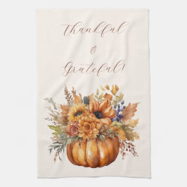 Fall Pumpkin mit Blume- Erntedank- Geschirrtuch