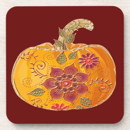 Fall Pumpkin mit Blume Getränkeuntersetzer