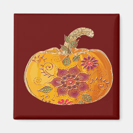 Fall Pumpkin mit Blume Magnet