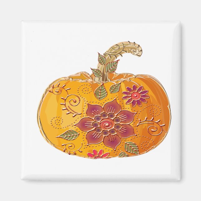 Fall Pumpkin mit Blume Magnet (Vorne)